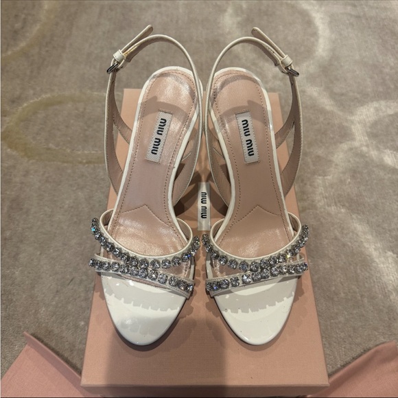 Miu Miu Crystal Embellished Sandal Heels - Picture 5 of 14